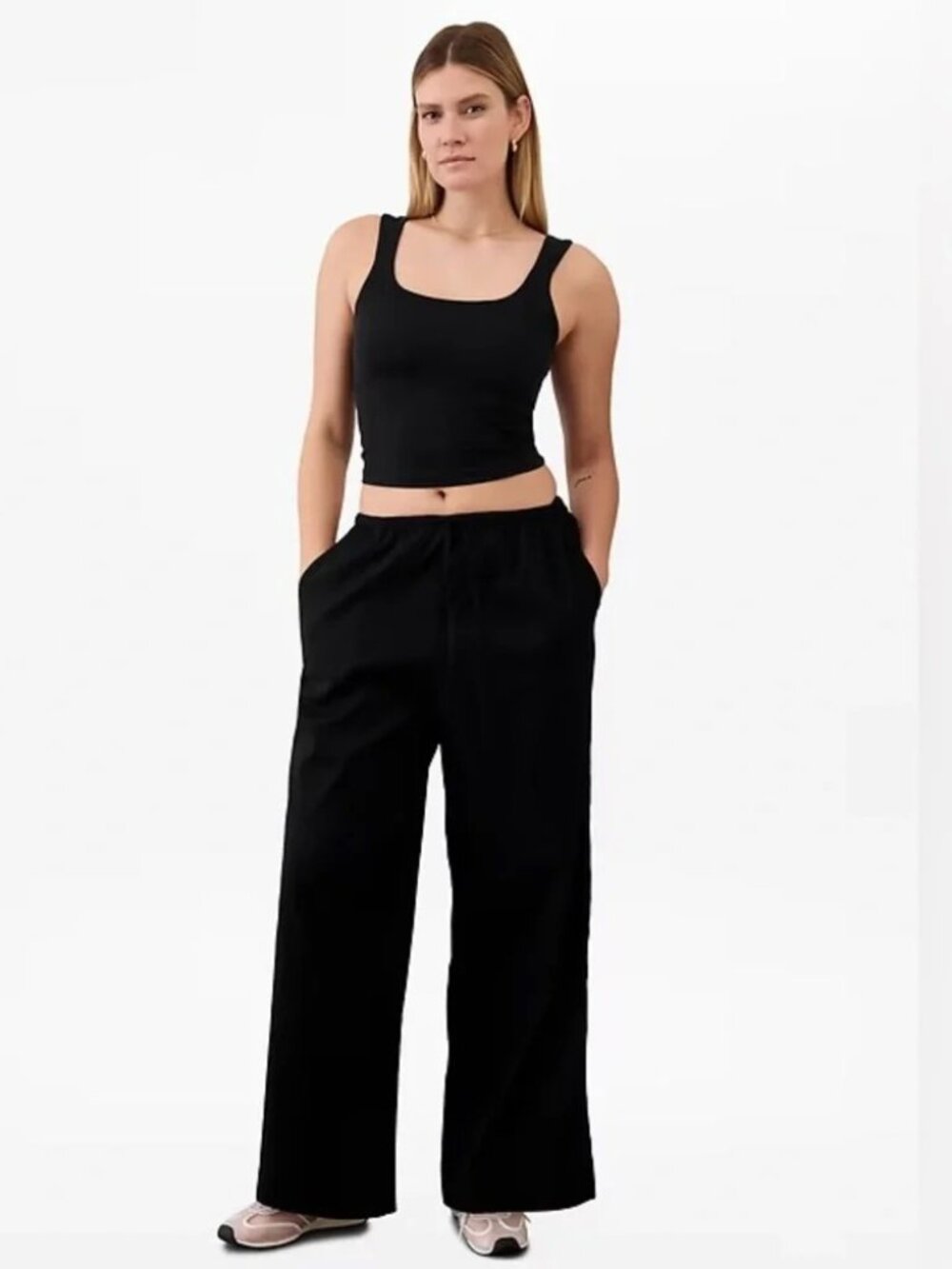 NWOT Athleta Retreat Linen Paradise Mid Rise Wide Leg 10P